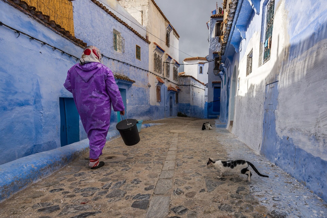 Blaue Gassen von Chefchaouen im Rif-Gebirge Marokko